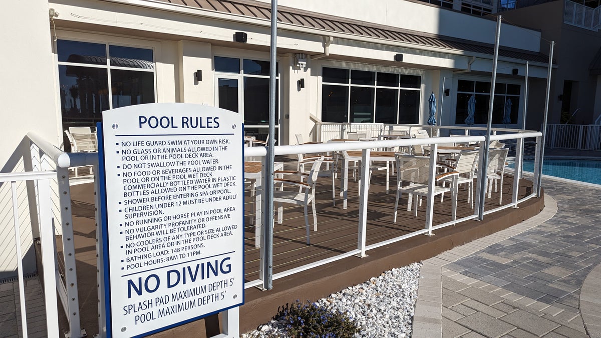 Hilton Pensacola Beach amenities pool rules