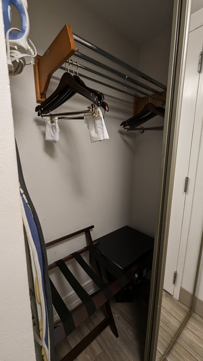 Hilton Pensacola Beach guestroom closet Hilton Pensacola Beach guestroom closet