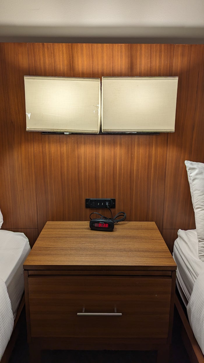 Hilton Pensacola Beach guestroom nightstand Hilton Pensacola Beach guestroom nightstand