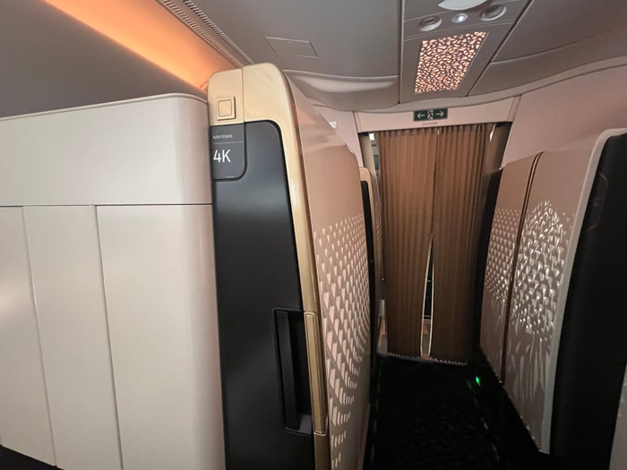 Etihad First Class Apartment 4K aisle
