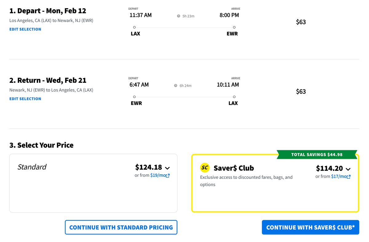 LA to New York for 124 USD in Feb