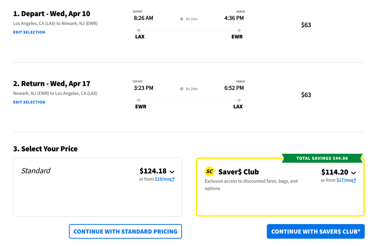 LA to New York from 124 USD in April