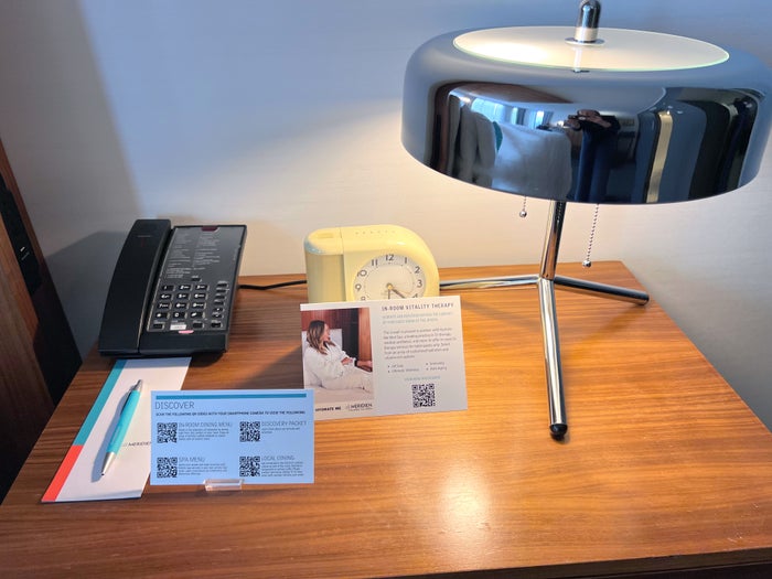 Le Meridien Columbus The Joseph guest room night stand Le Meridien Columbus The Joseph guest room night stand
