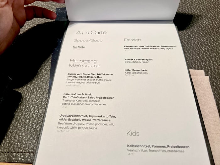 Lufthansa FCT a la carte menu Lufthansa FCT a la carte menu