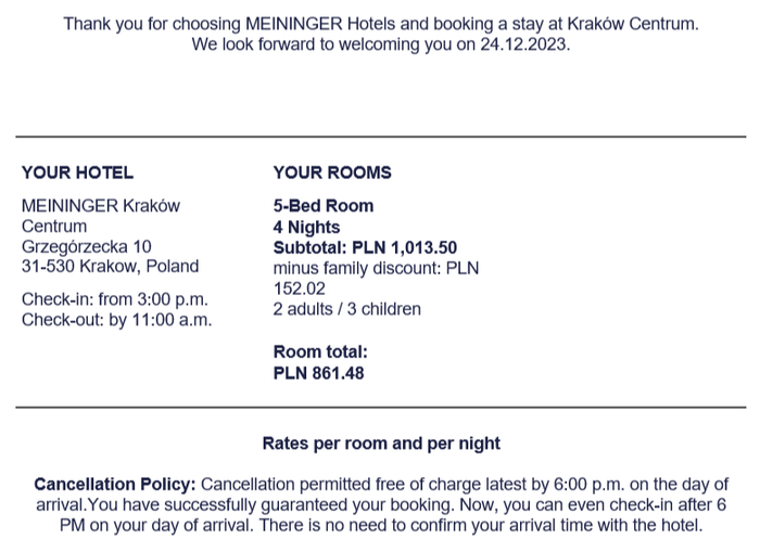 MEININGER Krakow Centrum reservation