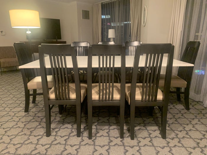 Marriotts Grand Chateau Las Vegas 2BR Villa dining table and living room Marriotts Grand Chateau Las Vegas 2BR Villa dining table and living room