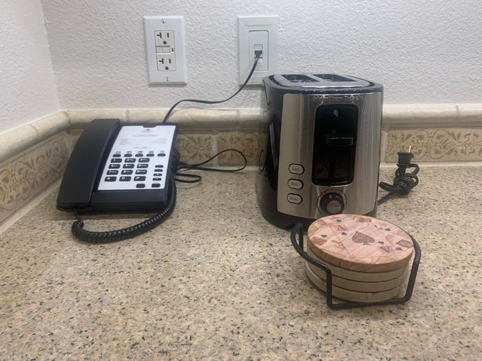 Marriotts Grand Chateau Las Vegas 2BR Villa kitchen toaster and phone Marriotts Grand Chateau Las Vegas 2BR Villa kitchen toaster and phone