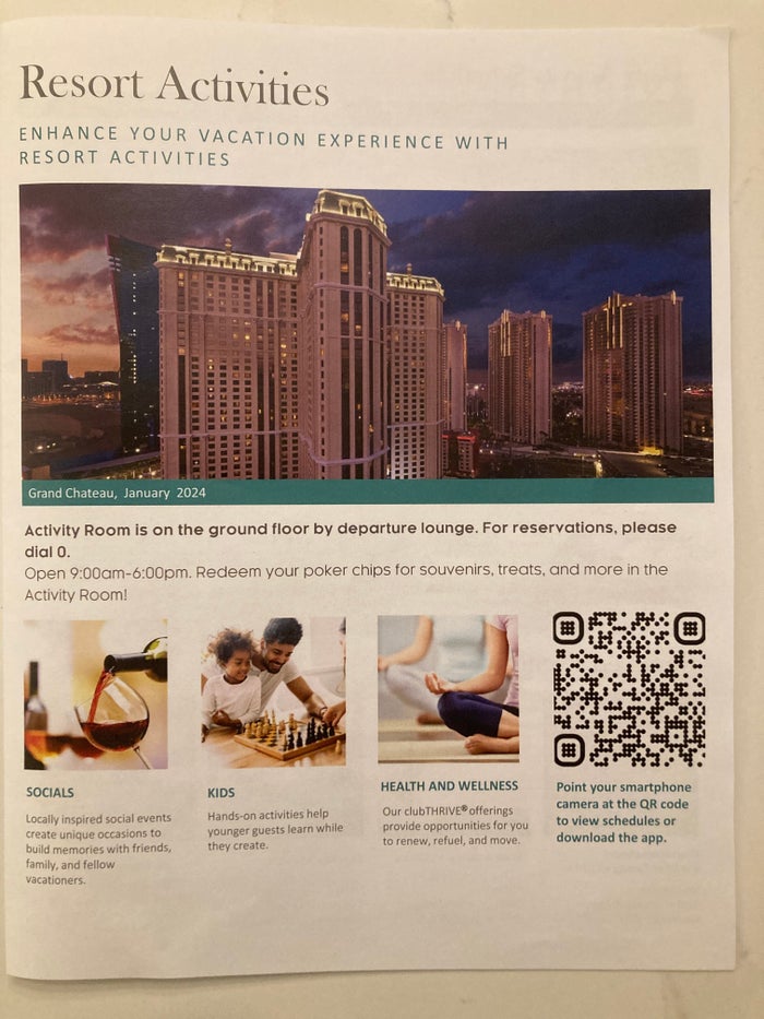Marriotts Grand Chateau Las Vegas welcome packet Marriotts Grand Chateau Las Vegas welcome packet