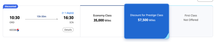 ORD ICN Korean air skypass ORD ICN Korean air skypass