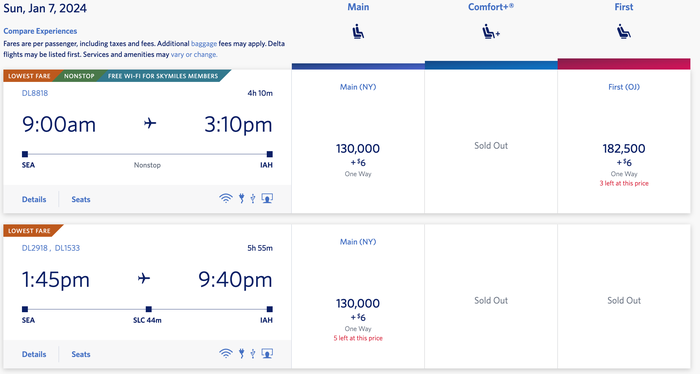 SEA to IAH 130k SEA to IAH 130k