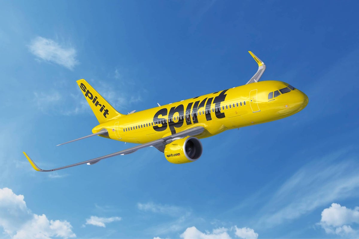 Spirit Airlines plane in sky featured