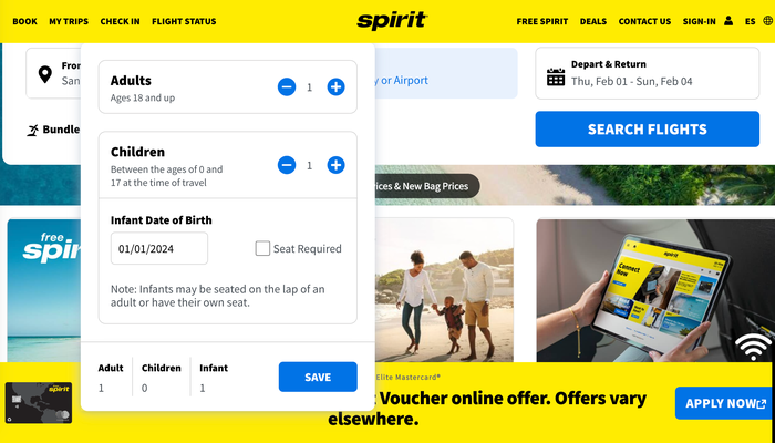 Spirit Airlines screenshot Spirit Airlines screenshot