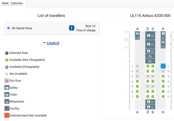 Sri Lankan Airlines Airbus A330 business class booking 