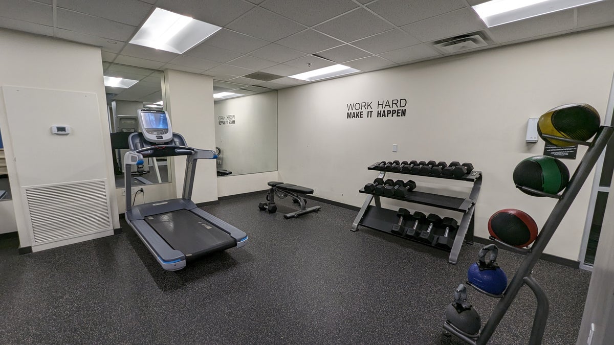 The Troubadour Hotel New Orleans amenities fitness center treadmill and weights