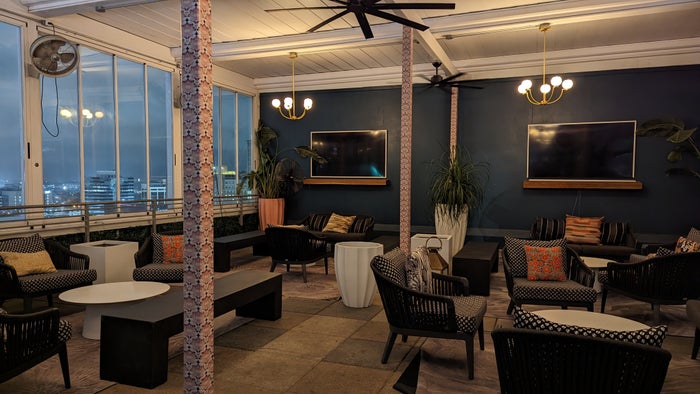 The Troubadour Hotel New Orleans food and beverage Ingenue rooftop bar additional seating The Troubadour Hotel New Orleans food and beverage Ingenue rooftop bar additional seating