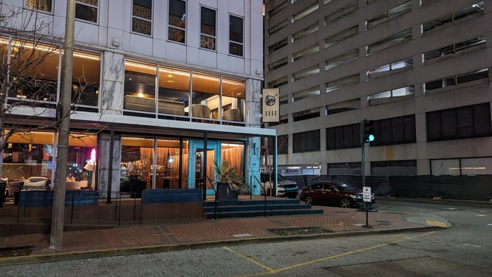The Troubadour Hotel New Orleans food and beverage The Listening Room restaurant entrance The Troubadour Hotel New Orleans food and beverage The Listening Room restaurant entrance
