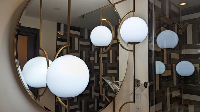 The Troubadour Hotel New Orleans guestroom bathroom lights The Troubadour Hotel New Orleans guestroom bathroom lights
