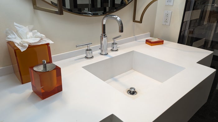 The Troubadour Hotel New Orleans guestroom bathroom sink The Troubadour Hotel New Orleans guestroom bathroom sink