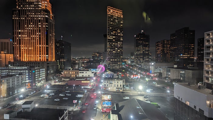 The Troubadour Hotel New Orleans guestroom view at night The Troubadour Hotel New Orleans guestroom view at night