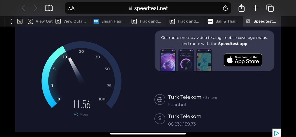Turkish J business internet speed test
