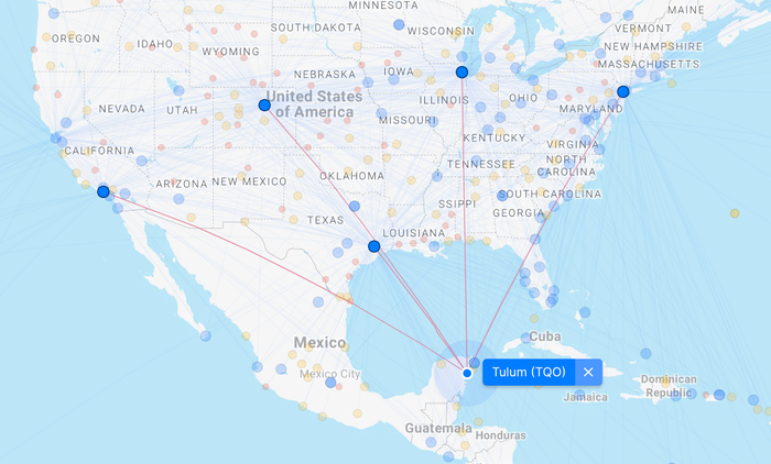 United Flights to Tulum