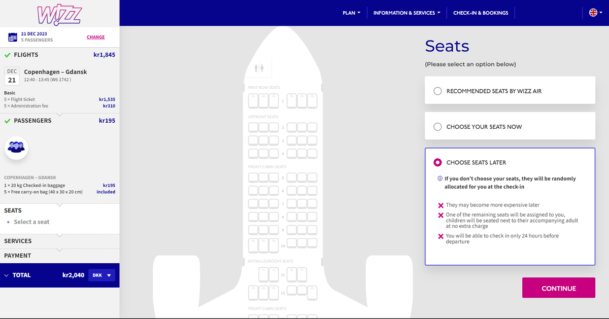 Wizz Air CPH GDN seat map