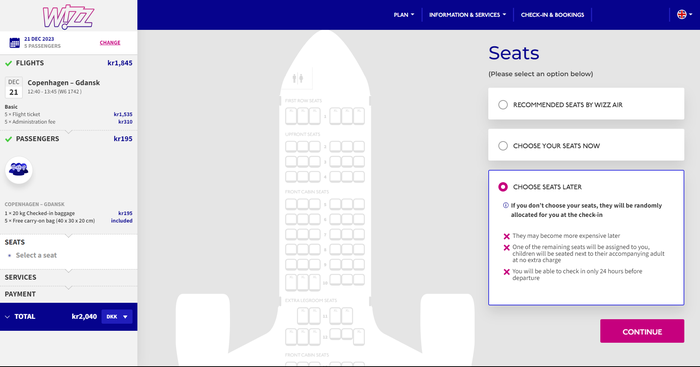 Wizz Air CPH GDN seat map Wizz Air CPH GDN seat map