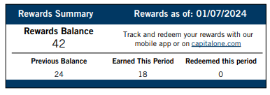 credit card statement rewards summary
