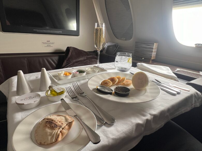 Etihad First Class Apartment Caviar Service