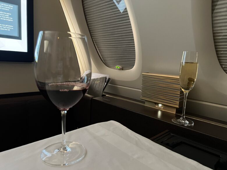 Etihad First Class Apartment Wine and Champagne