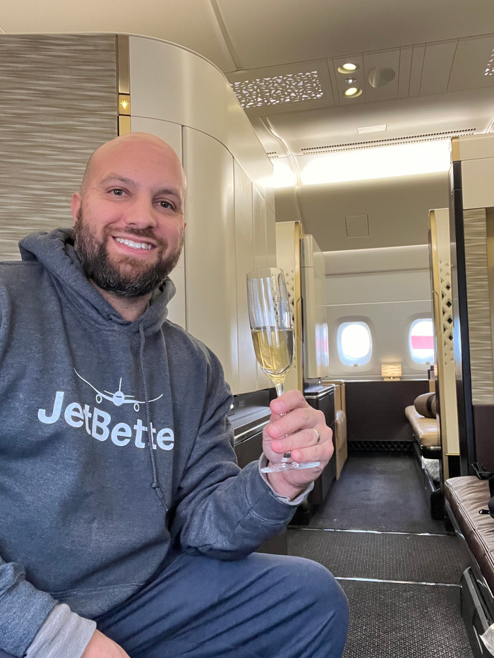 Etihad First Class Predeparture Champagne