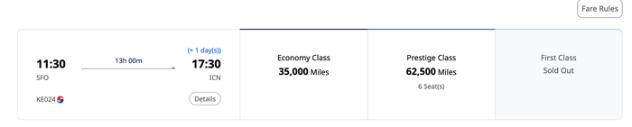 sfo icn korean air skypass J sfo icn korean air skypass J