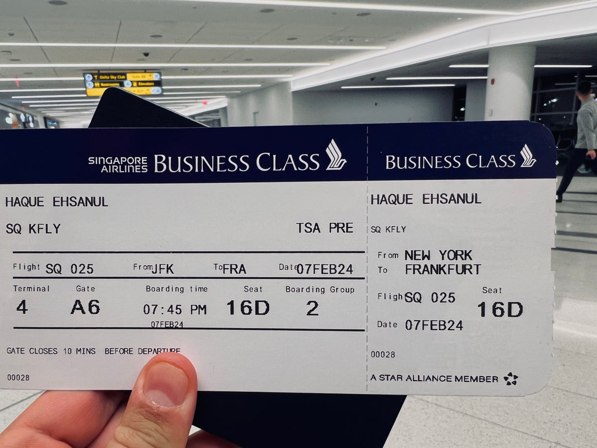Singapore business boarding pass
