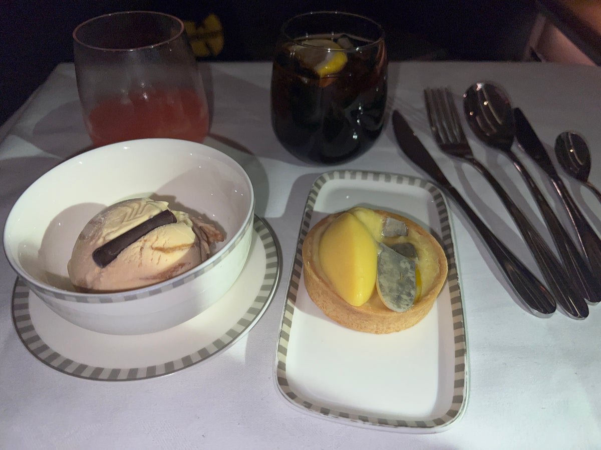 Singapore business 777 dessert citrus tart and caramel ice cream