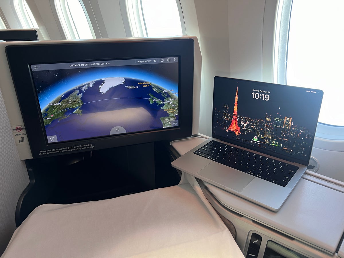 Air Canada business class seat and IFE