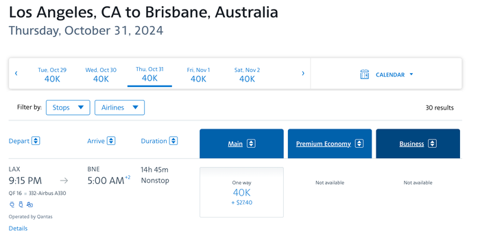 AA mileage availability for Qantas AA mileage availability for Qantas