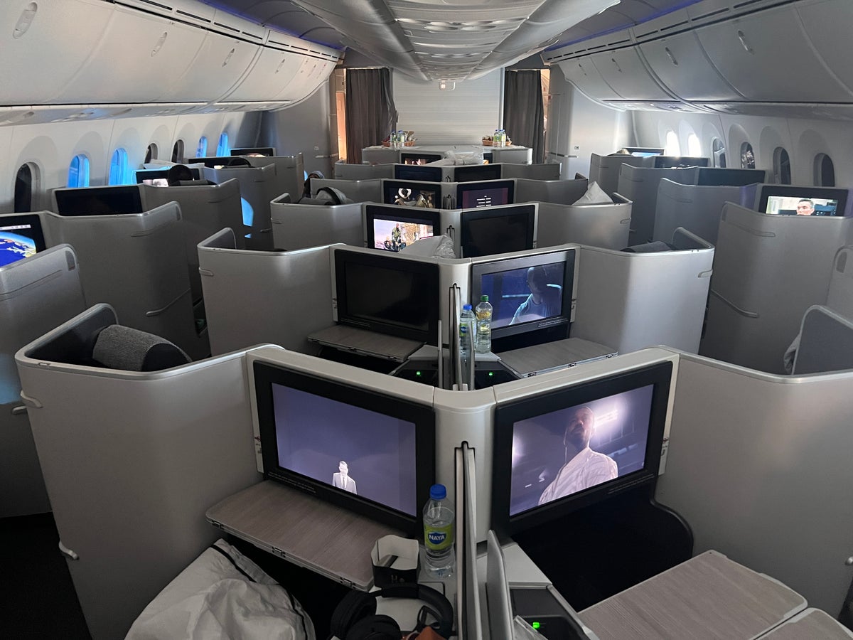 Air Canada business class cabin 787 from back middle