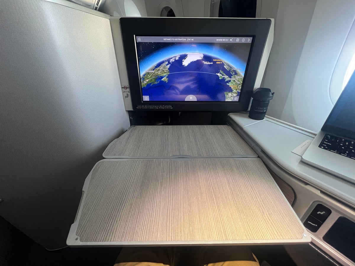 Air Canada business class full tray table