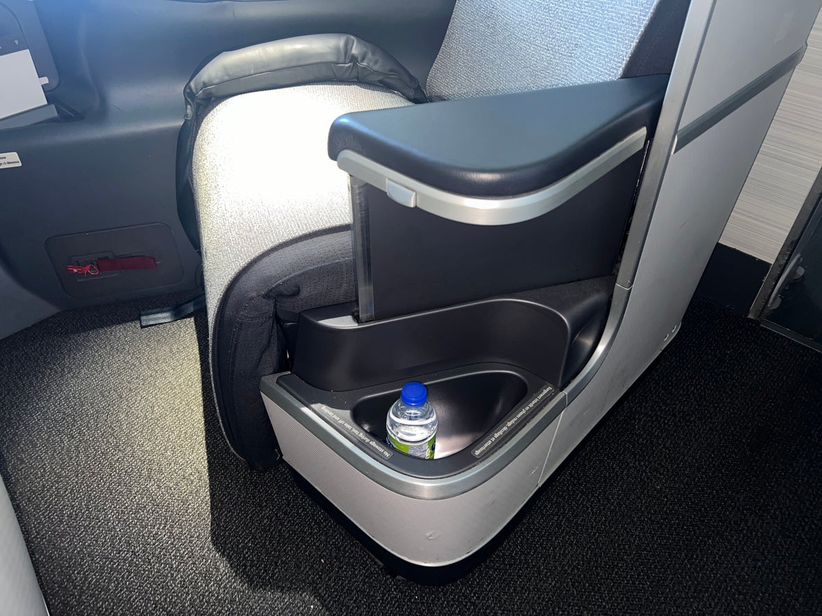 Air Canada business class seat and aisle storage