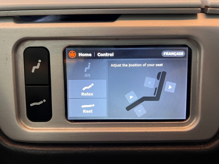 Air Canada business class seat controls