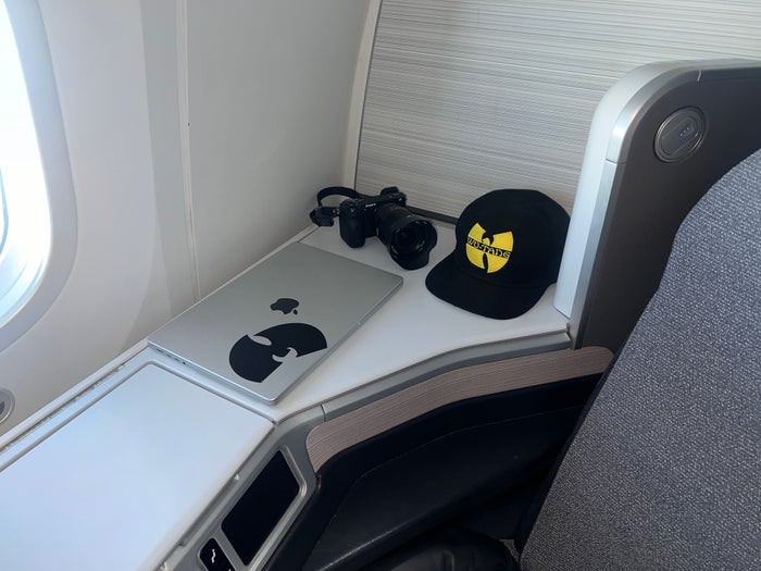 Air Canada business class storage area armrest