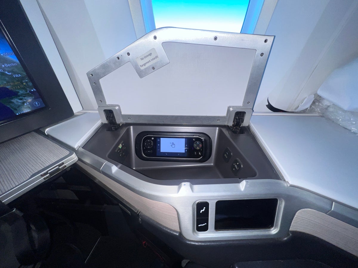 Air Canada business class storage cubby