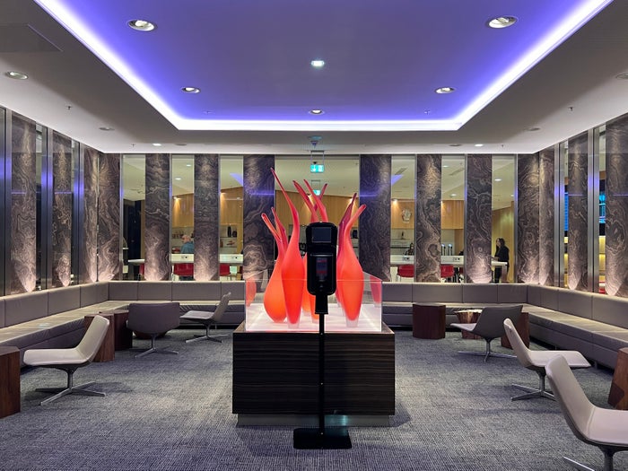 Air Canada business Maple Leaf Lounge Frankfurt center seating and art