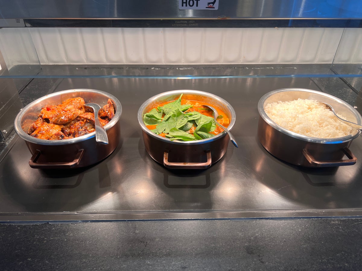 British Airways Lounge San Francisco buffet chicken tofu and steamed rice