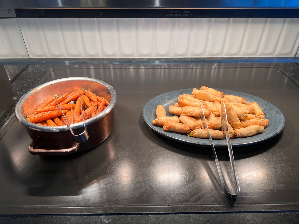 British Airways Lounge San Francisco carrots and spring rolls