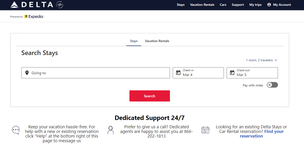 Delta Stays landing page