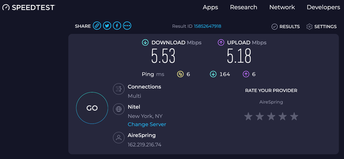 Dream Midtown wi fi speed