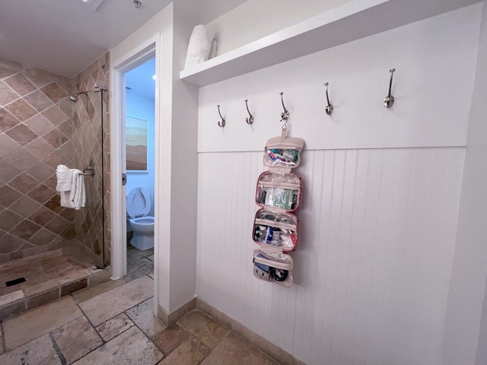 Hawks Cay Resort bathroom wall with hooks Hawks Cay Resort bathroom wall with hooks