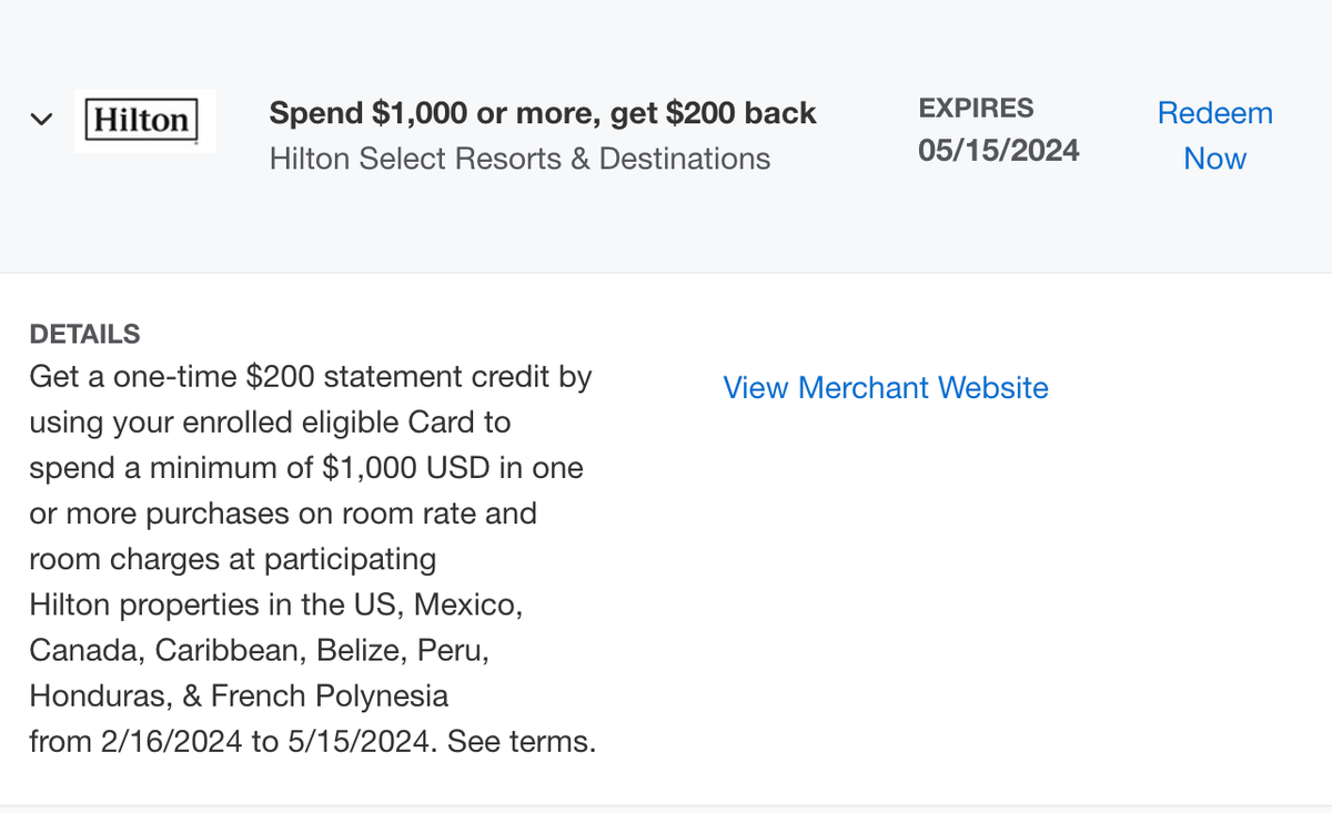 Hilton Honors Amex Offer