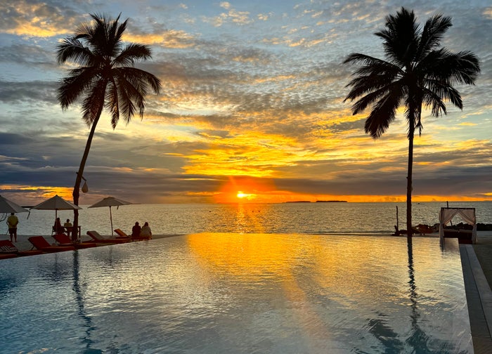 Iru Veli island pool sunset Iru Veli island pool sunset